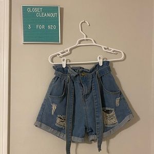 3for$20 trendy paper bag jean shorts